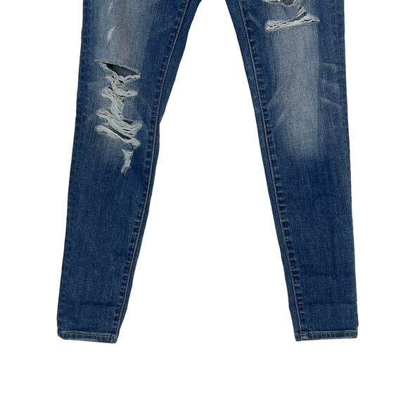 American Eagle Size 4 Super Stretch Hi Rise Jegging Distressed Skinny Blue Jeans - Picture 4 of 10